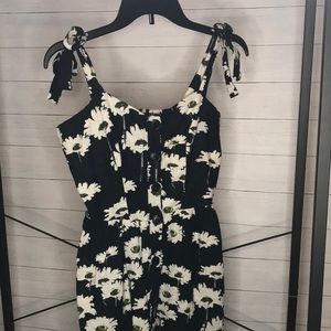 Urban Outfitters Navy Floral Midi Dress (Medium)